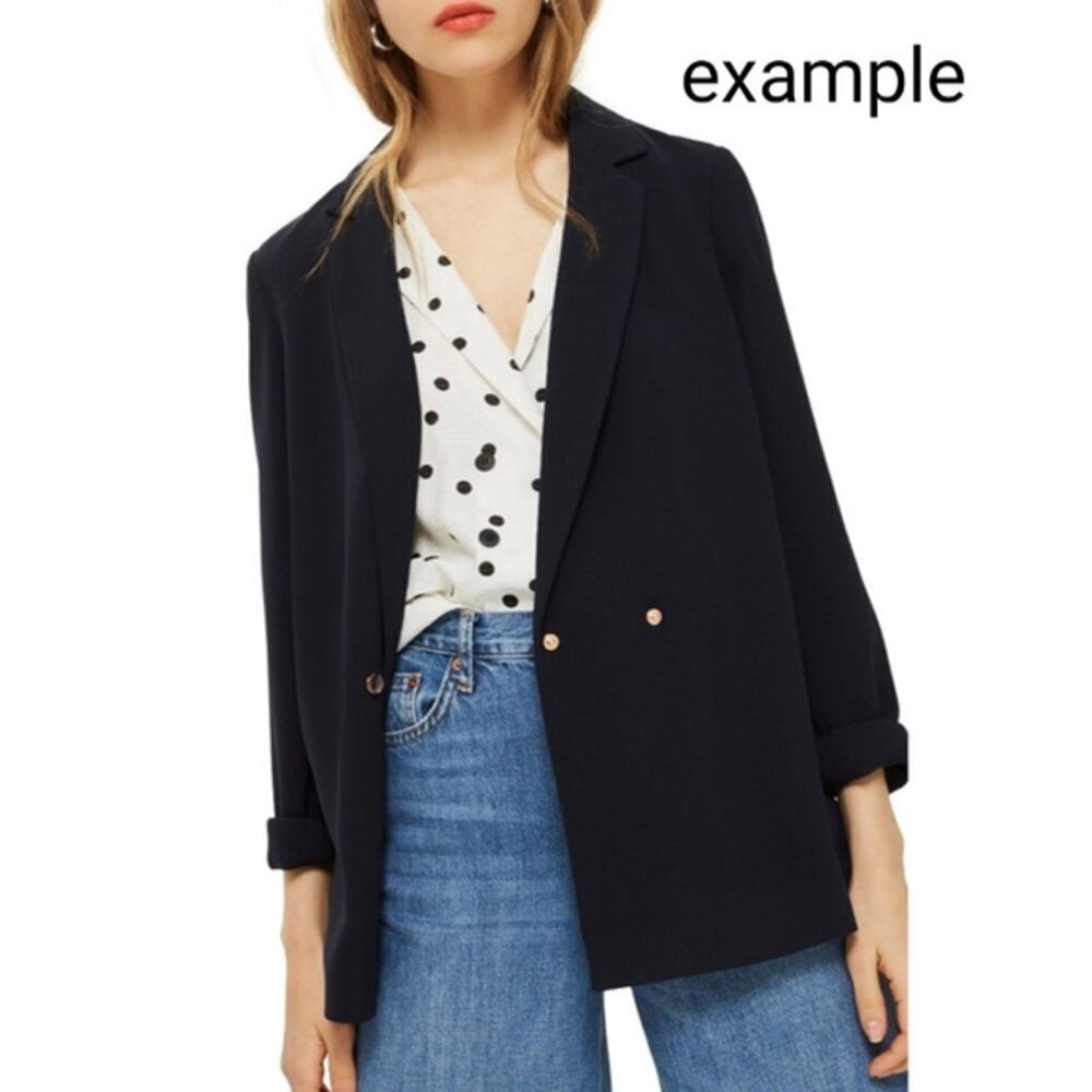 Topshop Ava Double Breasted Black Blazer Jacket Size 6